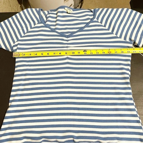 Ana Shirt Womens XL Blue White Sarah Striped Top Blouse Sweetheart Ladies Knit - Picture 7 of 8